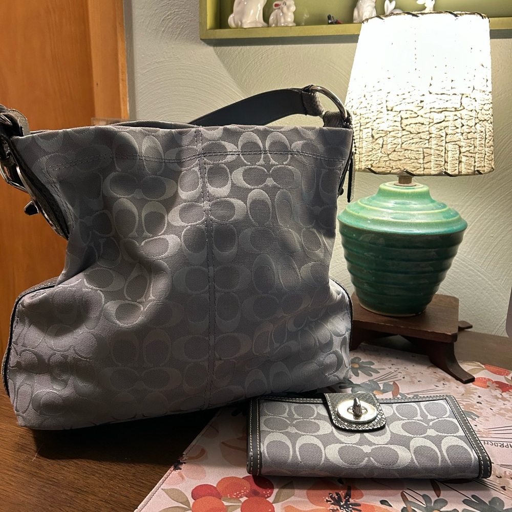 Coach Gray Penelope Purse and Wallet